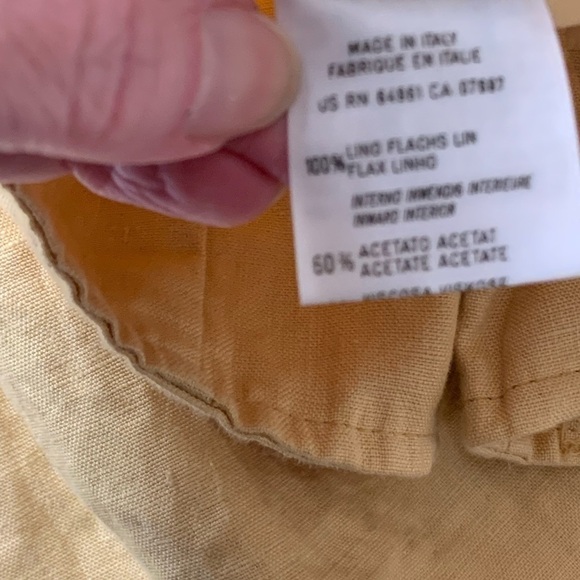 Benetton linen mini skirt EU size 42 = 12/14 lined 6button close L-18-19 in - Picture 4 of 5